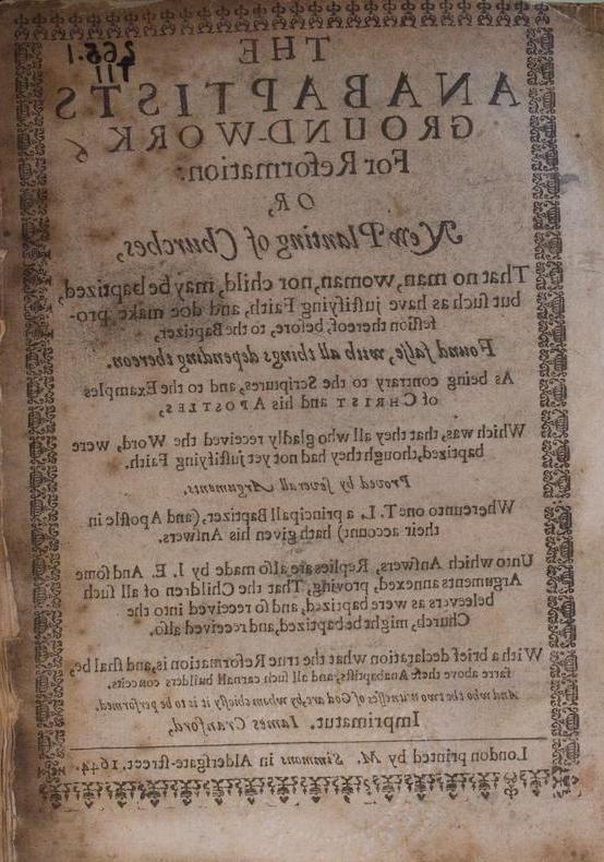 John Etherington / Anabaptists pamphlet / 1644